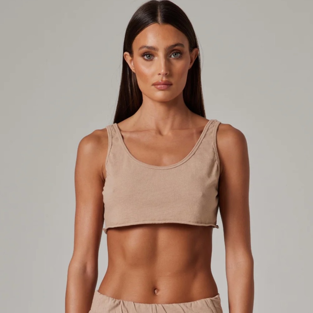TALENTLESS Beige Cropped Tank Top